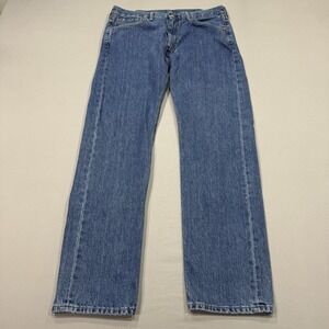 Levis Jeans Mens 38x34 Blue 505 Regular Fit Straight Leg Medium Wash Denim Work